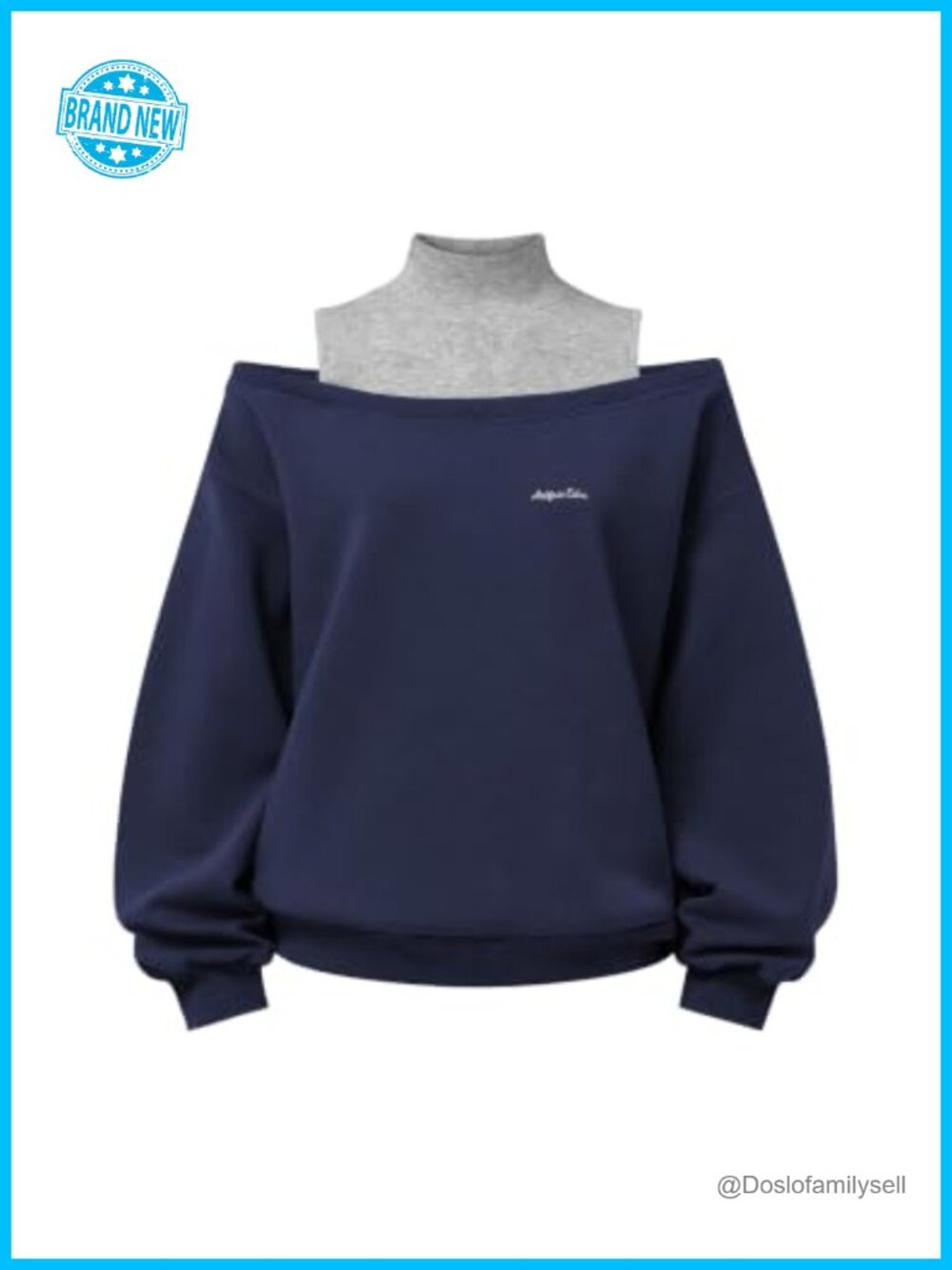 Off Shoulder Mock Neck Boxy Fit Sweatshirt Pullover Streetwear